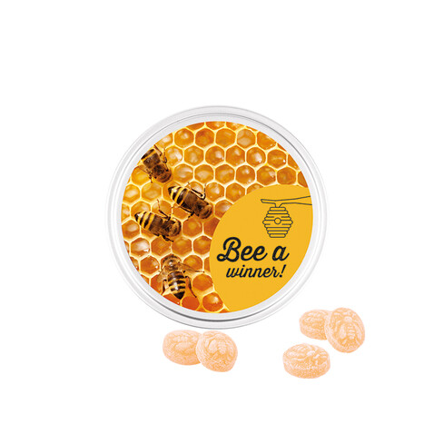 Midi Dose, weiß, Honigbienen Bonbons bedrucken, Art.-Nr. 1017.00015 Midi Dose, weiß, Honigbienen Bonbons bedrucken, Art.-Nr. 1017.00015