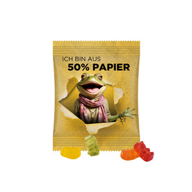 Minitüte,12 g, Papierfolie weiß, Trolli Vegane Gummibärchen, 14% Fruchtsaft bedrucken, Art.-Nr. 1021.00439