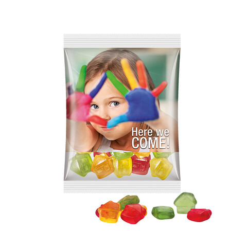 Maxitüte, Folie transparent, Trolli Fruchtgummi Haus bedrucken, Art.-Nr. 1024.00029 Maxitüte, Folie transparent, Trolli Fruchtgummi Haus bedrucken, Art.-Nr. 1024.00029