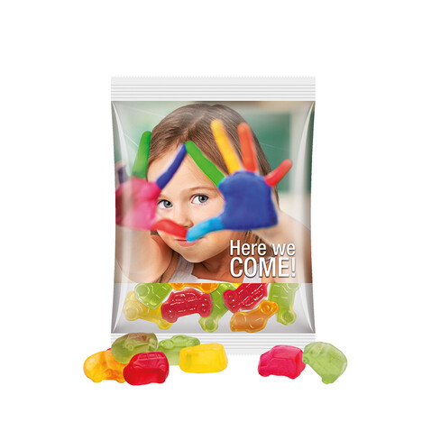 Maxitüte, Folie transparent, Trolli Fruchtgummi Auto-Mischung bedrucken, Art.-Nr. 1024.00030 Maxitüte, Folie transparent, Trolli Fruchtgummi Auto-Mischung bedrucken, Art.-Nr. 1024.00030
