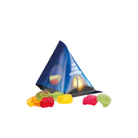 Fruchtgummi Tetraeder, Folie transparent, Trolli Fruchtgummi Auto-Mischung bedrucken, Art.-Nr. 1027.00034