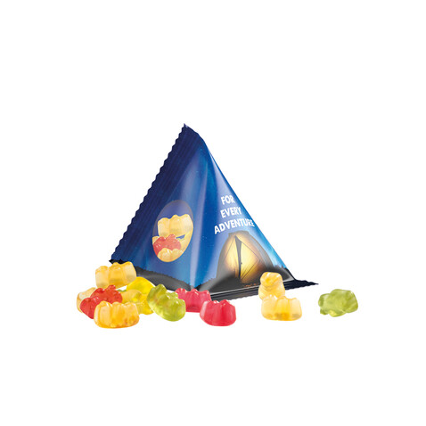Fruchtgummi Tetraeder, Folie transparent, Trolli Premium Bärchen, bedrucken, Art.-Nr. 1027.00062 Fruchtgummi Tetraeder, Folie transparent, Trolli Premium Bärchen, bedrucken, Art.-Nr. 1027.00062