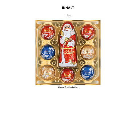 Lindt Präsent im Werbeschuber "Tannenbaum", Kleine Kostbarkeiten Santa bedrucken, Art.-Nr. 1057.00008 Lindt Präsent im Werbeschuber "Tannenbaum", Kleine Kostbarkeiten Santa bedrucken, Art.-Nr. 1057.00008