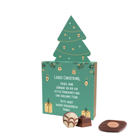 Lindt Präsent im Werbeschuber "Tannenbaum", Lindt Mini Pralinés bedrucken, Art.-Nr. 1057.00007 Lindt Präsent im Werbeschuber "Tannenbaum", Lindt Mini Pralinés bedrucken, Art.-Nr. 1057.00007