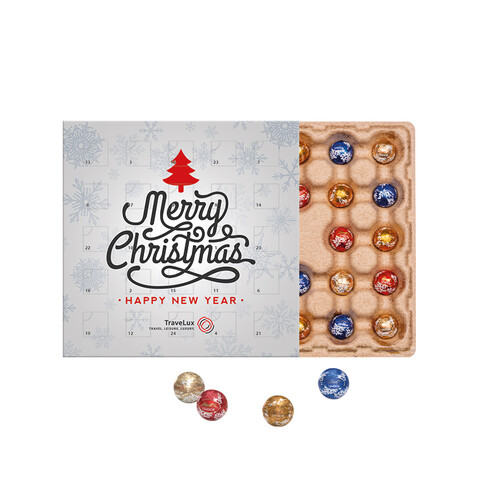 Minikugel Adventskalender ECO, Papierblister, LINDOR Lindt Mini Kugeln bedrucken, Art.-Nr. 1087.00002 Minikugel Adventskalender ECO, Papierblister, LINDOR Lindt Mini Kugeln bedrucken, Art.-Nr. 1087.00002