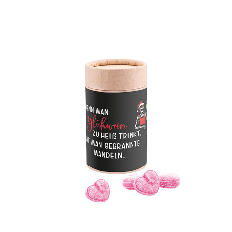 Papierdose Eco Midi mit kandierten Glühweinherzen-Bonbons bedrucken, Art.-Nr. 1179.00037 Papierdose Eco Midi mit kandierten Glühweinherzen-Bonbons bedrucken, Art.-Nr. 1179.00037
