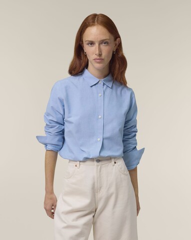 Stella Oxford Shirt - Das Damen-Oxfordhemd - Blue Oxford - XL bedrucken, Art.-Nr. STWW971C3631X