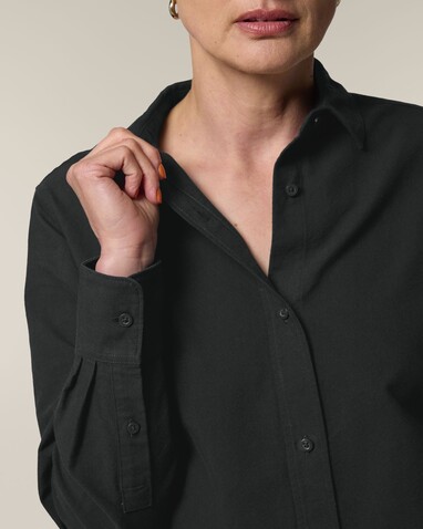 Stella Oxford Shirt - Das Damen-Oxfordhemd - Black - 3XL bedrucken, Art.-Nr. STWW971C0023X