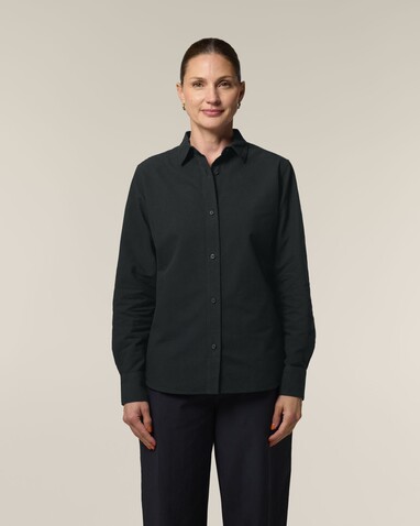 Stella Oxford Shirt - Das Damen-Oxfordhemd - Black - 3XL bedrucken, Art.-Nr. STWW971C0023X