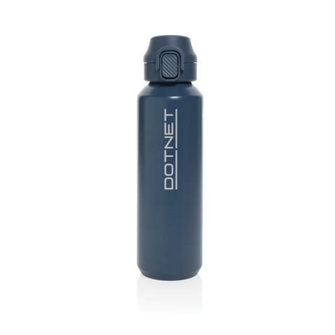 Via RCS Re-Steel Sportflasche mit Verschluss, 600ml navy blau bedrucken, Art.-Nr. P437.5025
