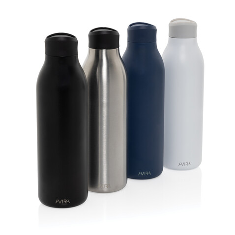 Avira Alok 360 Klick-Wasserflasche aus RCS rec. Stahl, 600ml navy blau bedrucken, Art.-Nr. P438.0925 Avira Alok 360 Klick-Wasserflasche aus RCS rec. Stahl, 600ml navy blau bedrucken, Art.-Nr. P438.0925