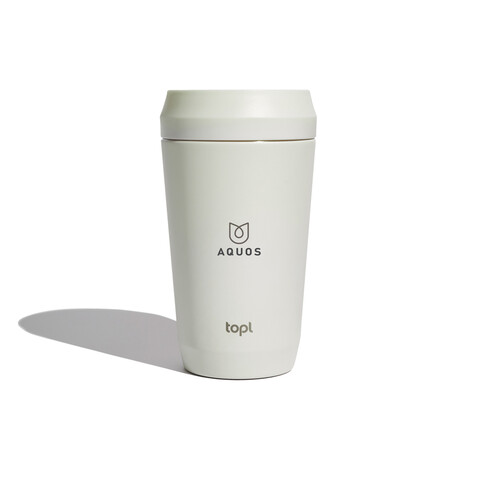 Topl-Trinkbecher aus rec. Stahl mit 360-Grad-Deckel 354ml weiß bedrucken, Art.-Nr. RBTGS12SA