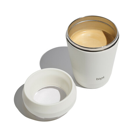 Topl-Trinkbecher aus rec. Stahl mit 360-Grad-Deckel 236ml weiß bedrucken, Art.-Nr. RBTGS8SA Topl-Trinkbecher aus rec. Stahl mit 360-Grad-Deckel 236ml weiß bedrucken, Art.-Nr. RBTGS8SA