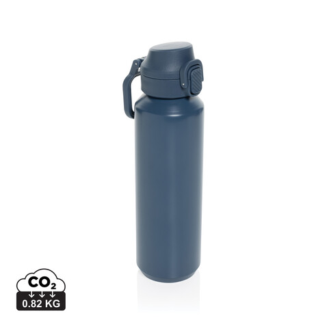 Via RCS Re-Steel Sportflasche mit Verschluss, 600ml navy blau bedrucken, Art.-Nr. P437.5025