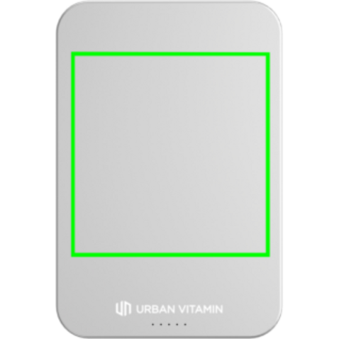 Urban Vitamin Compton 10000mAh Powerbank aus RCS Plastik/Alu silber bedrucken, Art.-Nr. P322.842