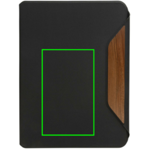 Teri AWARE™ A4 Portfolio aus RPET und Walnuss schwarz bedrucken, Art.-Nr. P774.6501 Teri AWARE™ A4 Portfolio aus RPET und Walnuss schwarz bedrucken, Art.-Nr. P774.6501