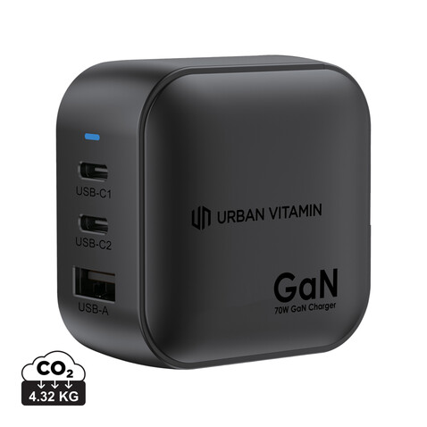 Urban Vitamin Santa Cruz 70W GAN-Ladegerät aus RCS rec. PC schwarz bedrucken, Art.-Nr. P301.9801