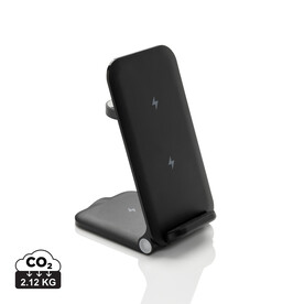 Powerpal 3-in-1 15W-Ladegerät aus RCS recyceltem Kunststoff schwarz bedrucken, Art.-Nr. P309.0601