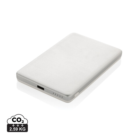 Orion 5.000mAh 5W magnetische Powerbank aus RCS rec. Alu silber bedrucken, Art.-Nr. P322.6002