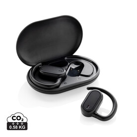 Fitsound TWS-Ohrhörer aus RCS recyceltem Kunststoff schwarz bedrucken, Art.-Nr. P331.1001