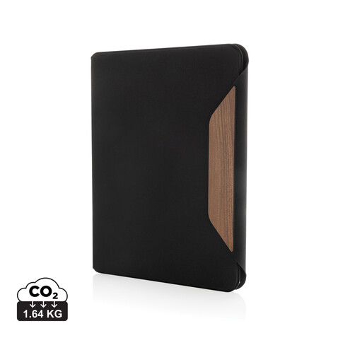 Teri AWARE™ A4 Portfolio aus RPET und Walnuss schwarz bedrucken, Art.-Nr. P774.6501 Teri AWARE™ A4 Portfolio aus RPET und Walnuss schwarz bedrucken, Art.-Nr. P774.6501