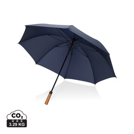 Tony Aware™ RPET 30&amp;quot; Schirm mit auto. Öffnung &amp;amp; Akaziengriff navy blau bedrucken, Art.-Nr. P850.7225