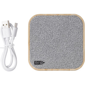 Kabelloses Ladegerät Moses | Bambus | rPET | 15W – Grau bedrucken, Art.-Nr. 003999999_1014854