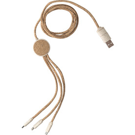 Ladekabel | Kork | 4-in-1 | 1,20 m – Braun bedrucken, Art.-Nr. 011999999_1015138
