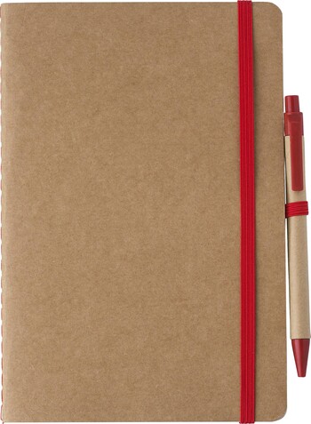 Notizbuch Theodore | Recycelt | A5 | Blanko – Rot bedrucken, Art.-Nr. 008999999_1015152
