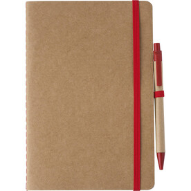 Notizbuch Theodore | Recycelt | A5 | Blanko – Rot bedrucken, Art.-Nr. 008999999_1015152