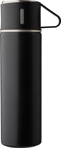 Thermosflaschen-Set | Edelstahl | 420 ml + 2 Becher – Schwarz bedrucken, Art.-Nr. 001999999_1097588 Thermosflaschen-Set | Edelstahl | 420 ml + 2 Becher – Schwarz bedrucken, Art.-Nr. 001999999_1097588