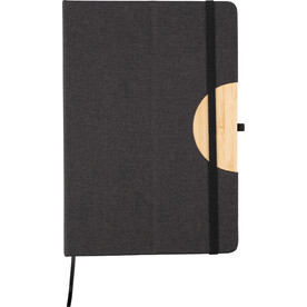 Notizbuch Ernst | Recycelt | A5 | Handyhalter – Schwarz bedrucken, Art.-Nr. 001999999_1103692