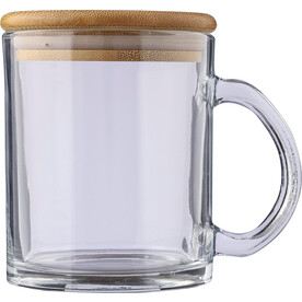 Trinkbecher Ashley | Recyceltes Glas | Bambusdeckel | 300 ml – Neutral bedrucken, Art.-Nr. 021999999_1171291