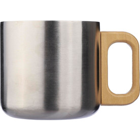 Becher Dwight | Recycelter Edelstahl | Holzgriff | 400 ml – Silber bedrucken, Art.-Nr. 032999999_1172207