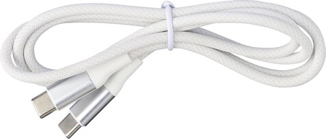 Ladekabel Jacob | Nylon | USB-C – Weiß bedrucken, Art.-Nr. 002999999_1172325