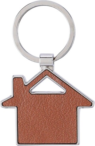 Schlüsselanhänger Jim | Leder | Häuschen – Braun bedrucken, Art.-Nr. 011999999_1172420