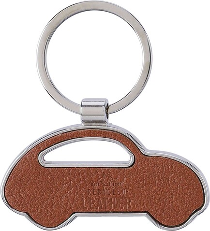 Schlüsselanhänger Joan | Leder | Auto – Braun bedrucken, Art.-Nr. 011999999_1172421