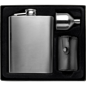 Flachmannset Brittany | Edelstahl 304 | 220 ml | 4 Becher – Silber bedrucken, Art.-Nr. 032999999_2807