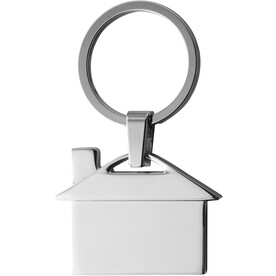 Schlüsselanhänger Mika | Metall | Hausform – Silber bedrucken, Art.-Nr. 032999999_3599