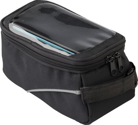 Fahrradlenkertasche aus Polyester (600D) Priya – Schwarz bedrucken, Art.-Nr. 001999999_433242 Fahrradlenkertasche aus Polyester (600D) Priya – Schwarz bedrucken, Art.-Nr. 001999999_433242