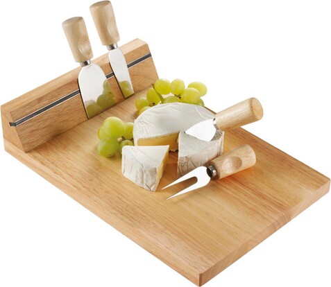 Käsebrettset Arlo | Gummiholz | 4 St. – Braun bedrucken, Art.-Nr. 011999999_4657
