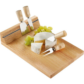Käsebrettset Arlo | Gummiholz | 4 St. – Braun bedrucken, Art.-Nr. 011999999_4657