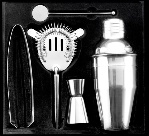 Cocktailshaker-Set aus Edelstahl Natalina – Silber bedrucken, Art.-Nr. 032999999_4680 Cocktailshaker-Set aus Edelstahl Natalina – Silber bedrucken, Art.-Nr. 032999999_4680