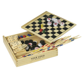 Spieleset Cherie | Holz | 5-in-1 – Braun bedrucken, Art.-Nr. 011999999_6163