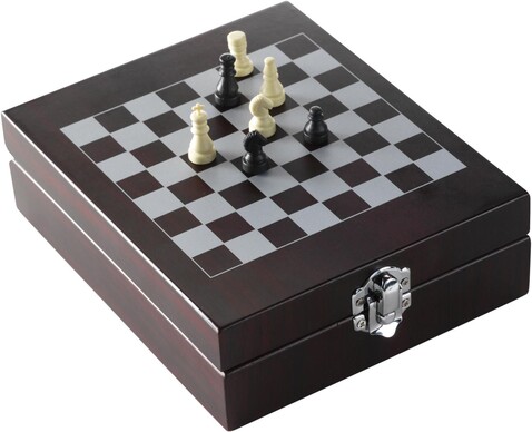 Weinset Renée | Holzkiste | Schachbrettdeckel | 4 St. – Braun bedrucken, Art.-Nr. 011999999_6832