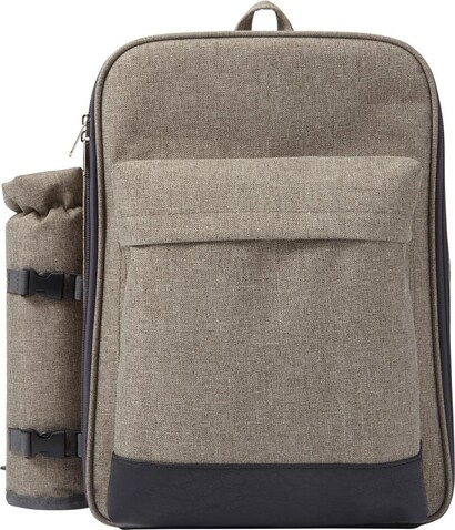 Picknickrucksack Allison | Polyester | 4 Personen – Hellgrau bedrucken, Art.-Nr. 027999999_7613
