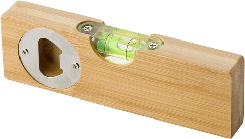 Flaschenöffner Sherry | Bambus | Wasserwaage – Braun bedrucken, Art.-Nr. 011999999_839413