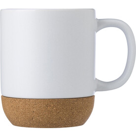 Tasse Rosamund | Keramik | Korkboden | 300 ml – Weiß bedrucken, Art.-Nr. 002999999_864506