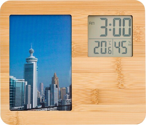 Wetterstation Colton | Bambus | Bilderrahmen – Braun bedrucken, Art.-Nr. 011999999_866586