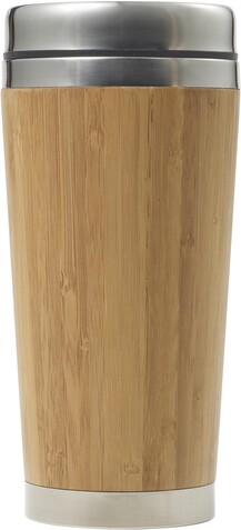Reisebecher Sabine | Bambus und Edelstahl | 400 ml – Braun bedrucken, Art.-Nr. 011999999_8947